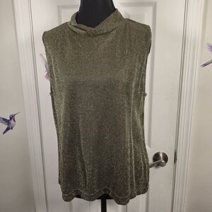 NWT Vintage Rapture Apparel Size M Metallic Gold Lurex Mock Neck Sleeveless Top